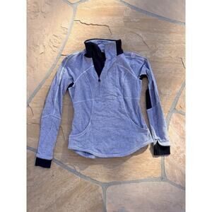 Lululemon base runner 1/2 off-center zip pockets black grey pattern-Sz 10 ES